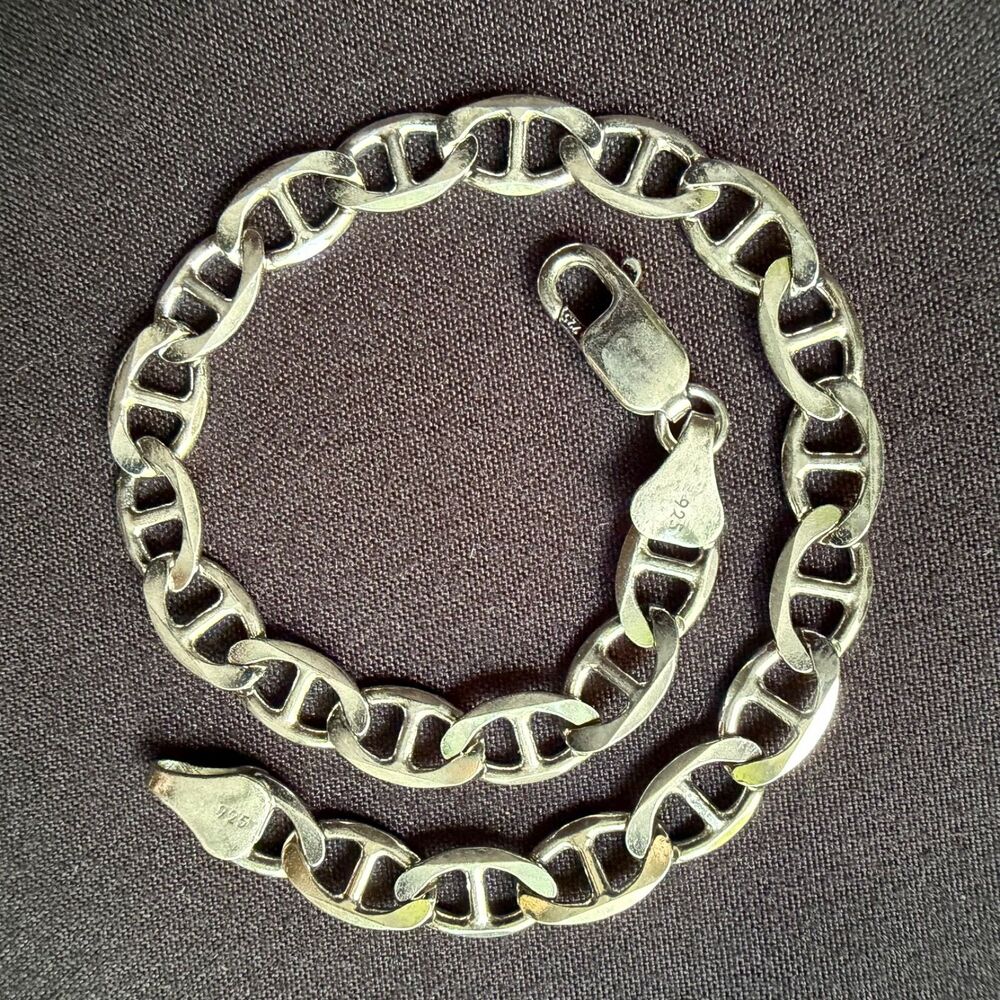 Vintage Estate 925 Sterling Silver Mariner Link Men’s Bracelet 8” Italy 7mm 9.3g